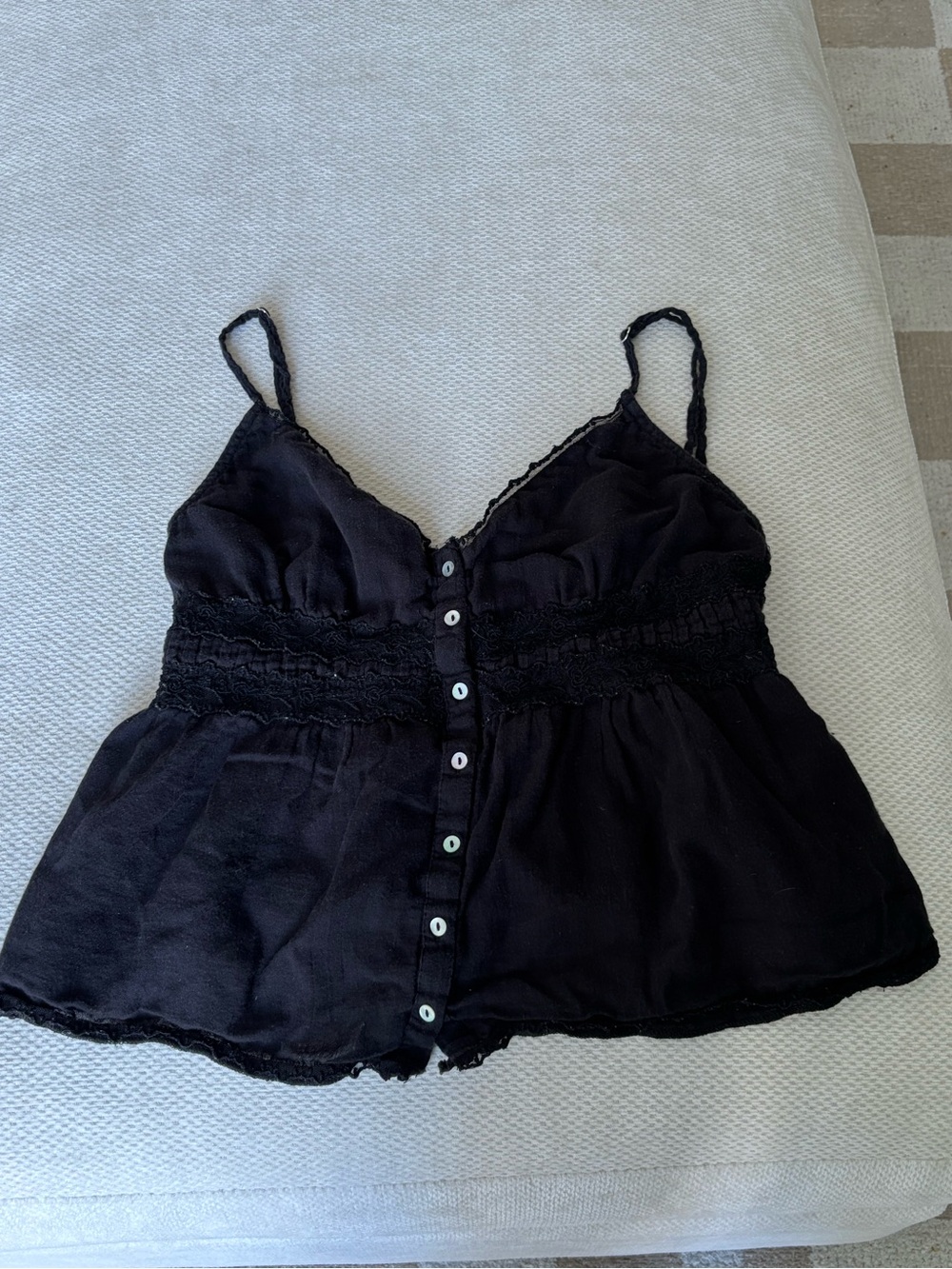Zara Black Spaghetti Strap Button-Front Tank Top